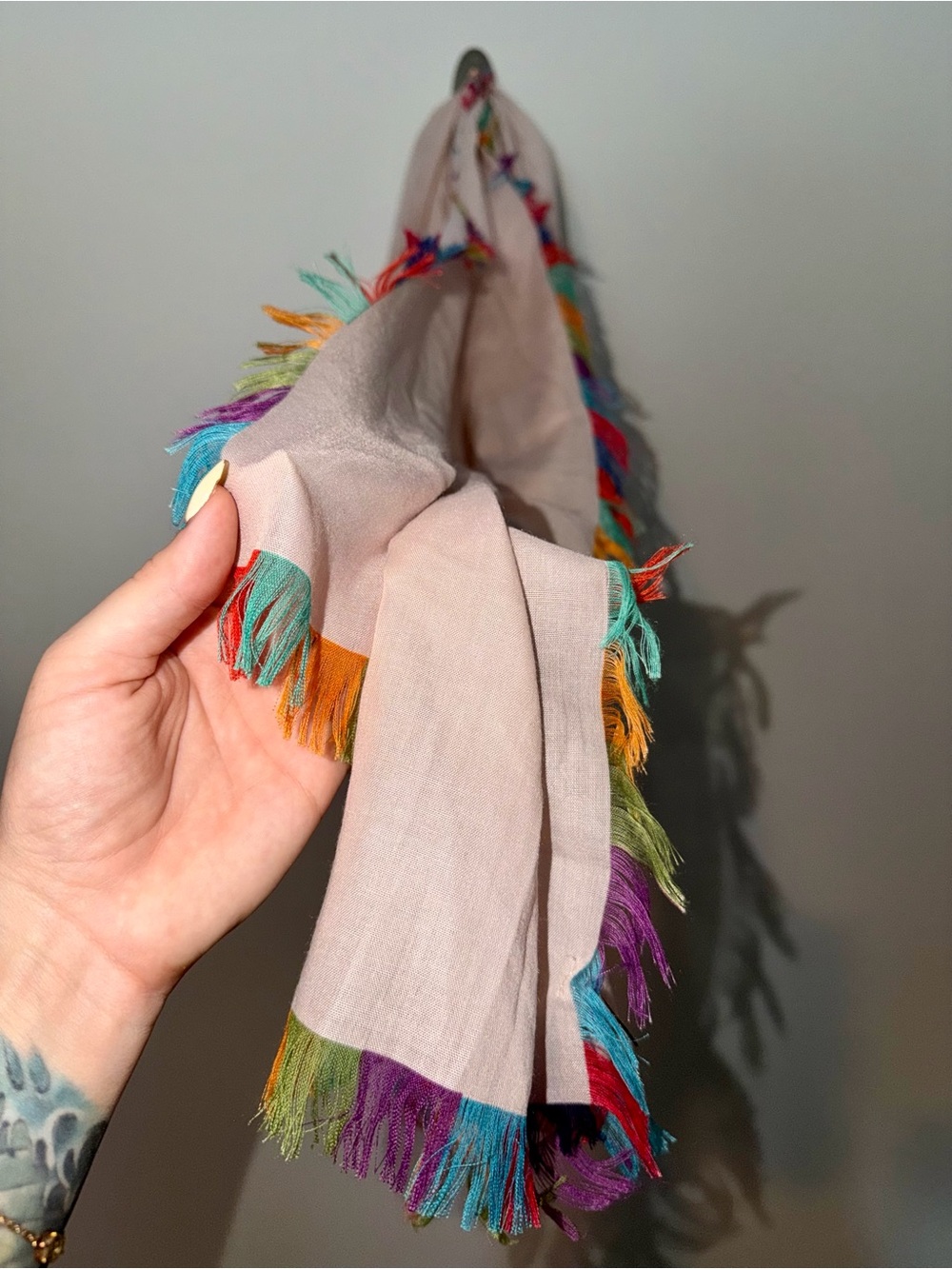ANNA & AVA Oversized Lightweight Wrap Rainbow Tassel Fringe Scarf
